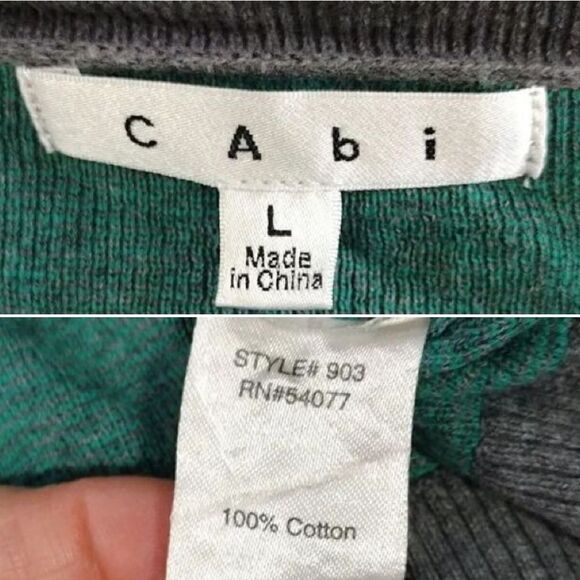 cAbi Retro Green Polka Dot Grey Trim Button Front Knit Cardigan Large - Picture 16 of 16